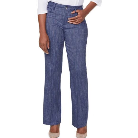 CURVES 360 by NYDJ Wide Leg Linen Blend Pants in Auga Stripe  8 - Picture 2 of 10